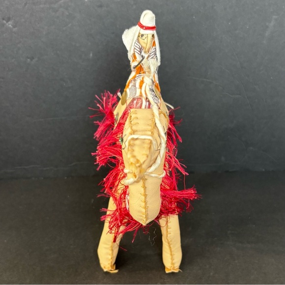 Egyptian Hand Crafted Camel Faux Leather And Fringe Souvenir Decor 10” High. - Picture 2 of 9